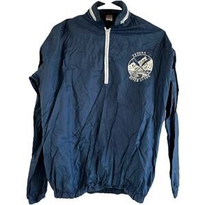 Vintage Pla-Jac Dunbrooke Windbreaker Tetons 70s 1/4 Zip Hidden Hood Blue S